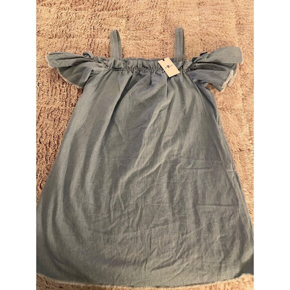 NWT , 7 For All Mankind Denim Off-Shoulder Dress WOMEN'S SIZE Small - Picture 3 of 16
